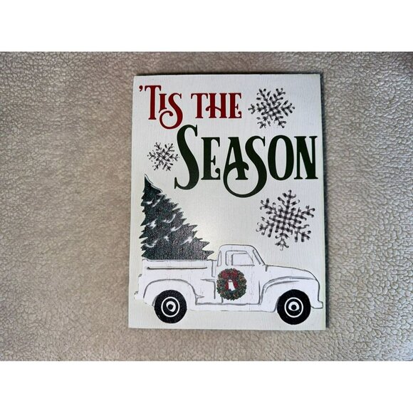 Ashland NWT 'Tis The Season Tree Wooden Holiday Christmas Table Decor Sign - Picture 1 of 2